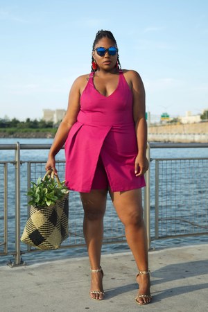 plus size hot pink romper