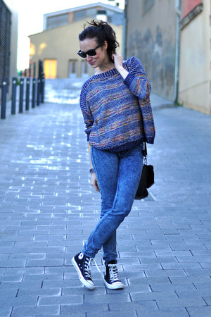 Navy Stripes Romwe Jum...