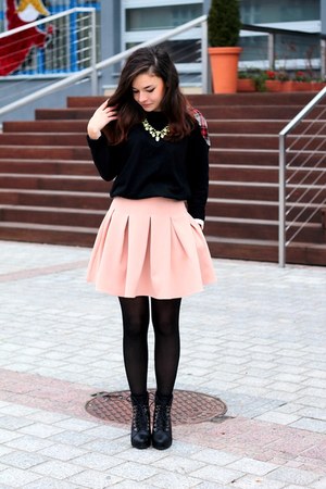 black top with pink skirt