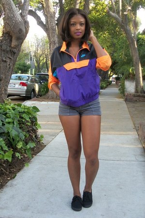 black and purple nike shorts