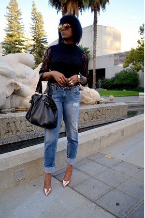 black lace blue jeans