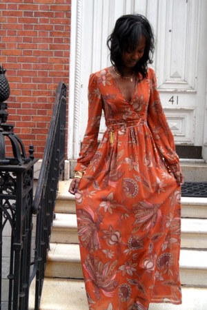burnt orange flowy dress