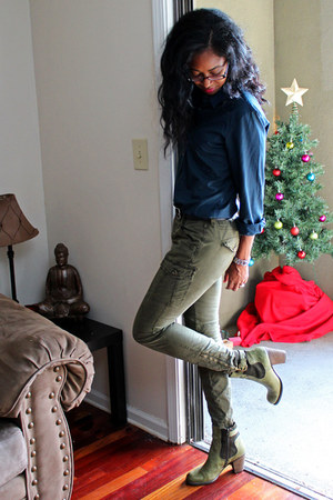 olive green cargo skinny jeans