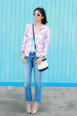 blazer jeans purple light shoes floral guess sky silver chictopia wild sweet