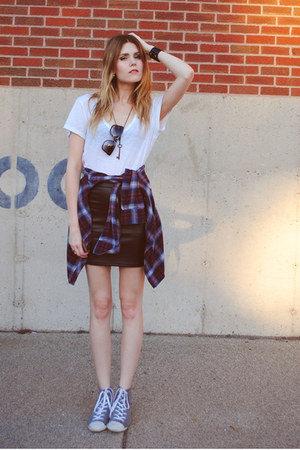 flannel leather skirt