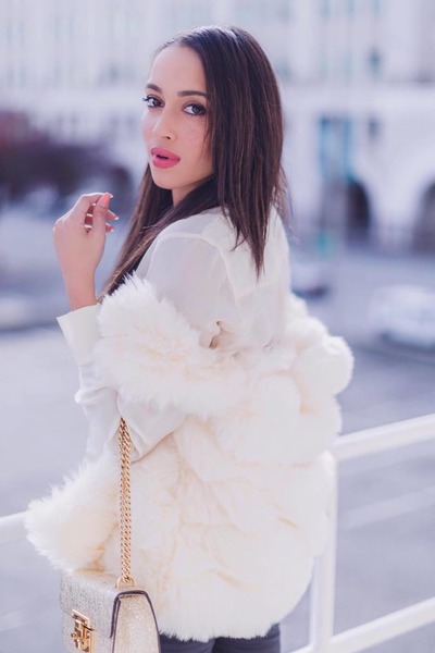 Faux fur, silk & leather