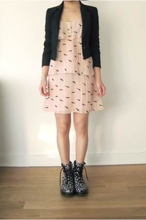 Black Floral Print Doc Martens Boots, Pink Karl Lagerfeld
