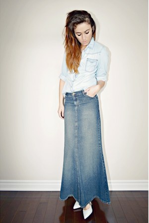 denim maxi urban outfitters skirt lanton chictopia metal skirts