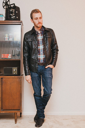 half denim half leather jacket