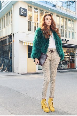 Teal Coats, Light Yellow Boots, White Shirts, Off White ...
