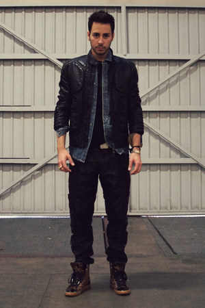 Men's Black Leather Zara Jackets, Sky Blue Denim Topman Shirts | ANIMAL INSTINCT by reyalfashion | Chictopia
