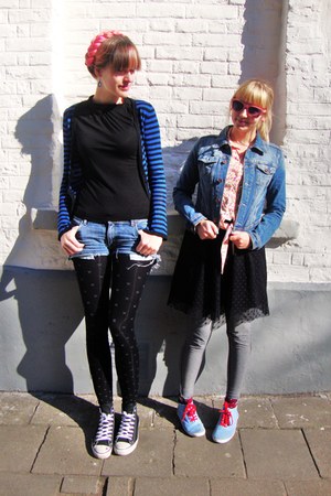 black lace blue jeans